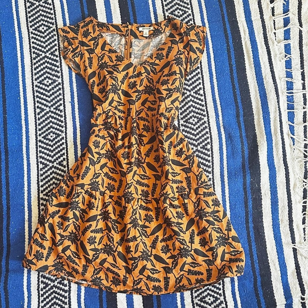 Orange dress with leaf details